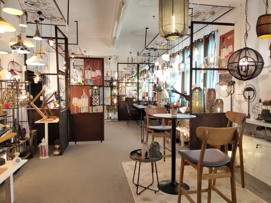 Jlighting showroom interior with decorative lighting on display