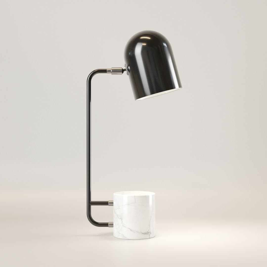 Lámpara Mesa Arco Negro Mármol
